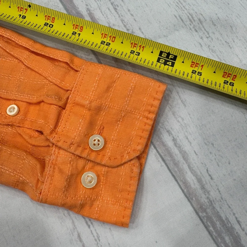 Tommy Bahama Button Shirt Small Orange Linen Mens Beach‎ Casual